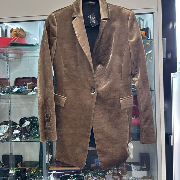 Brunello Cucinelli Velvet Tan Blazer - Picture 1 of 11